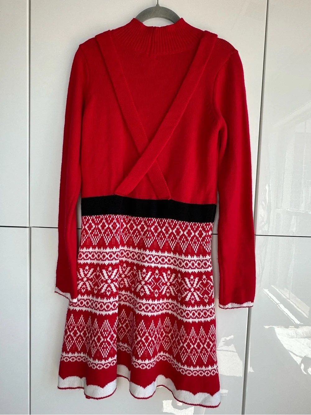 HOLIDAY / CHRISTMAS Sweater Dress - Santa's Helper Mrs Claus Apron Dress Large